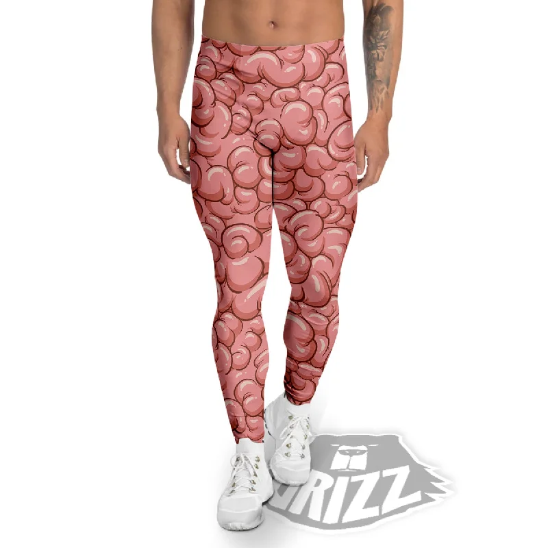 Hurry In Cartoon Pink Brain Print Pattern Men's Leggings