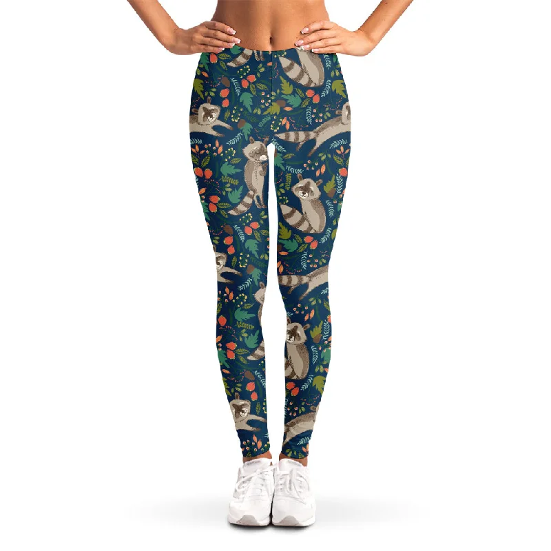 Hot Deal Cartoon Raccoon Pattern Print Women's Leggings
