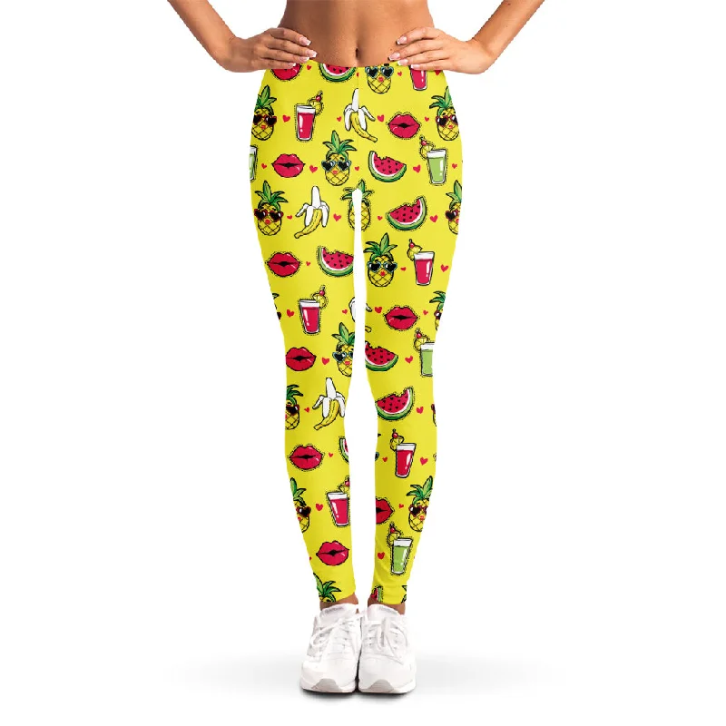 Unbeatable Prices Cartoon Tropical Pattern Print Women's Leggings