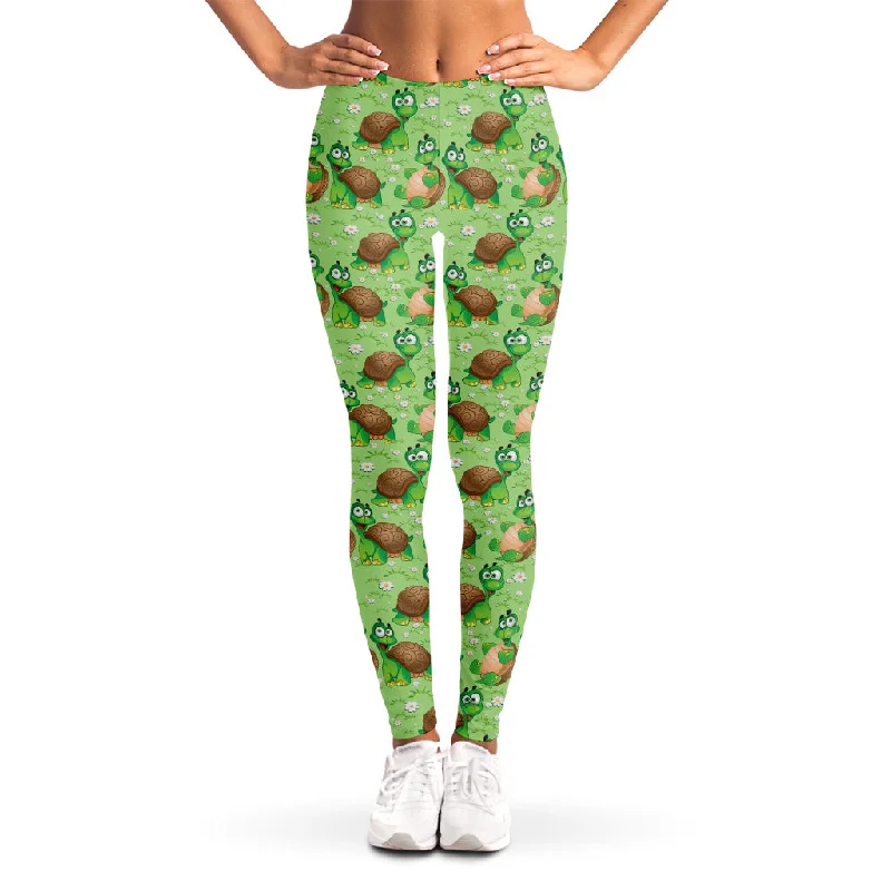 Shop and Save Cartoon Turtle Pattern Print Women's Leggings