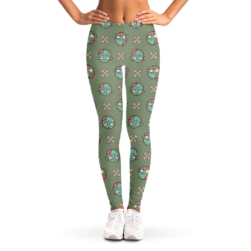 Special Discount Cartoon Zombie Pattern Print Women's Leggings