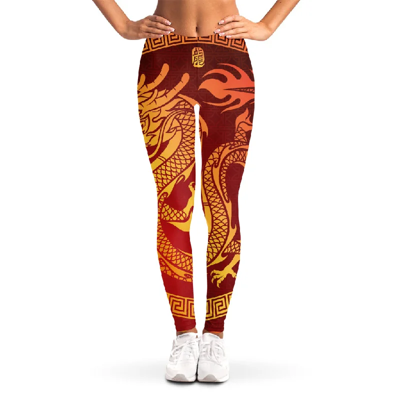 Incredible Offers Chinese Dragon Zodiac Sign Print Women's Leggings