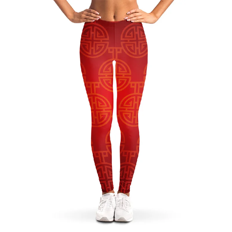 Exclusive Offers Chinese Lu Symbol Pattern Print Women's Leggings