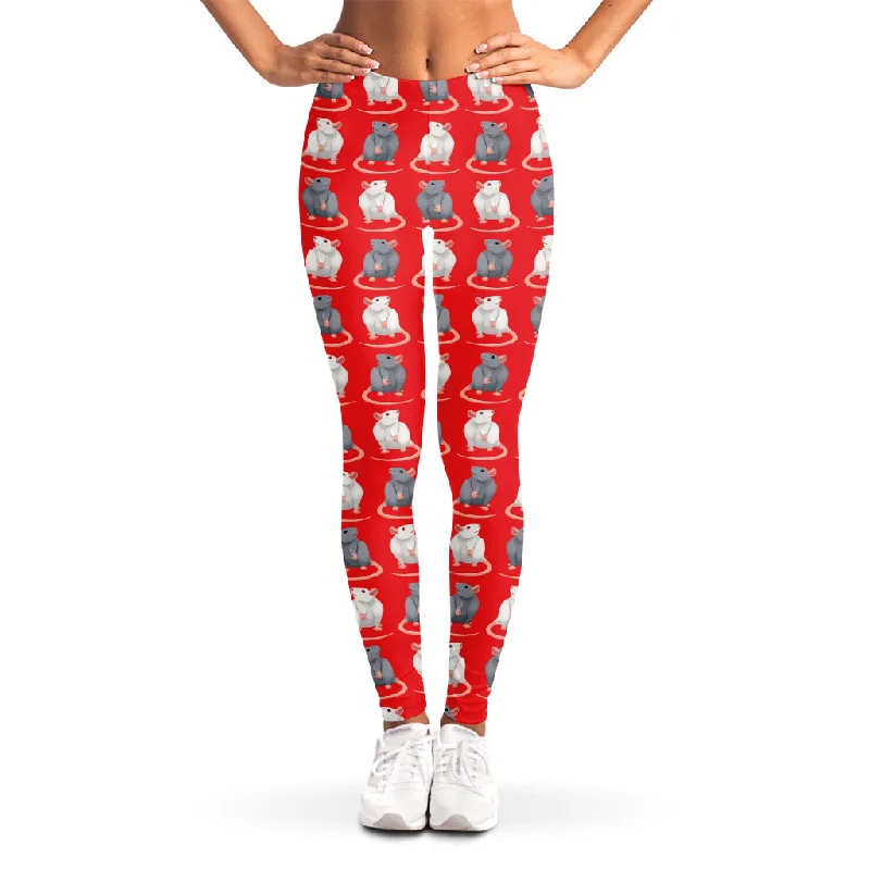 Act Now Chinese Rat Zodiac Pattern Print Women's Leggings