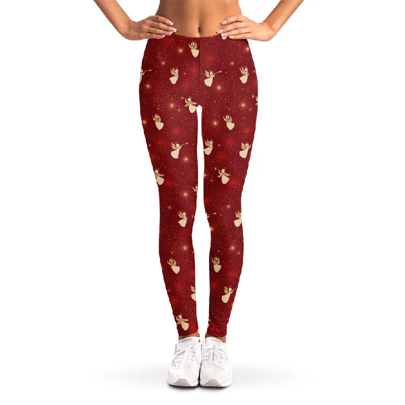 Price Rollback Christmas Angel Pattern Print Women's Leggings