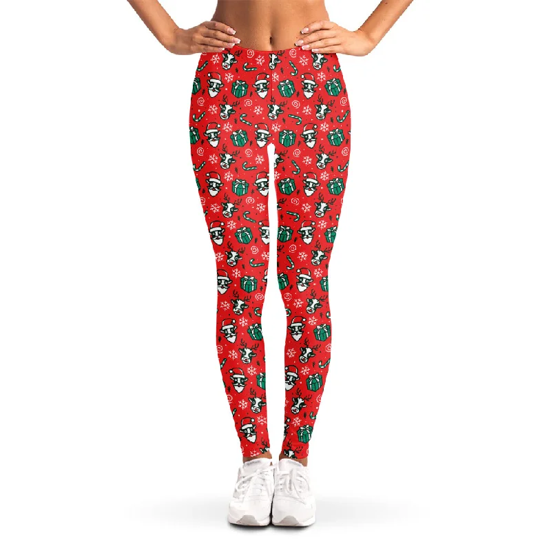 Deal Alert Christmas Cow Pattern Print Women's Leggings