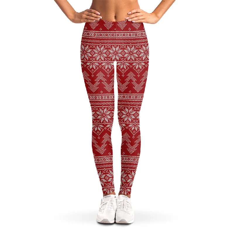 Bargain Blast Christmas Festive Knitted Pattern Print Women's Leggings