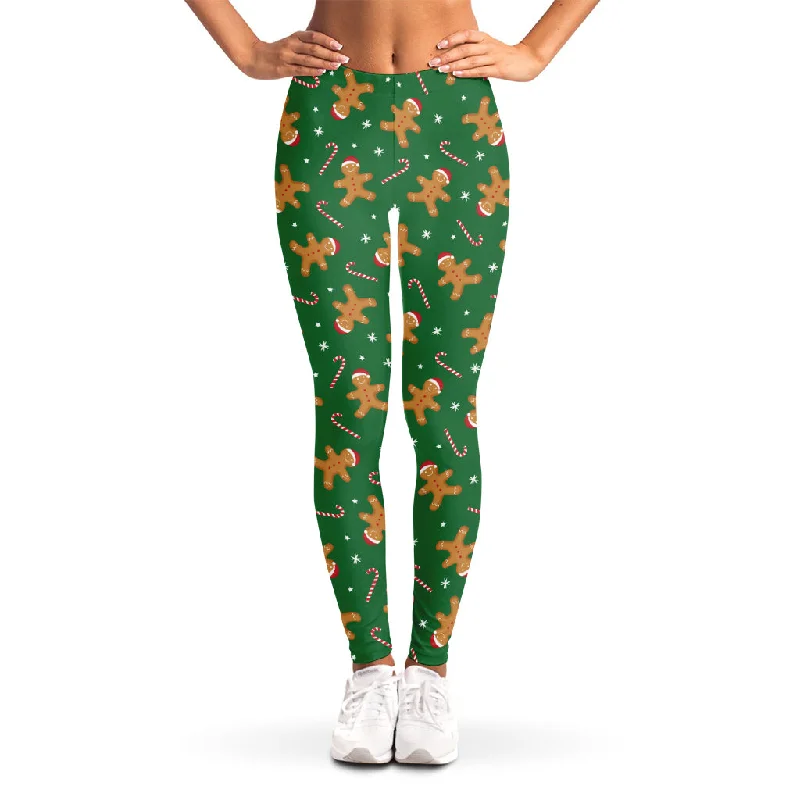 Super Sale Christmas Gingerbread Pattern Print Women's Leggings