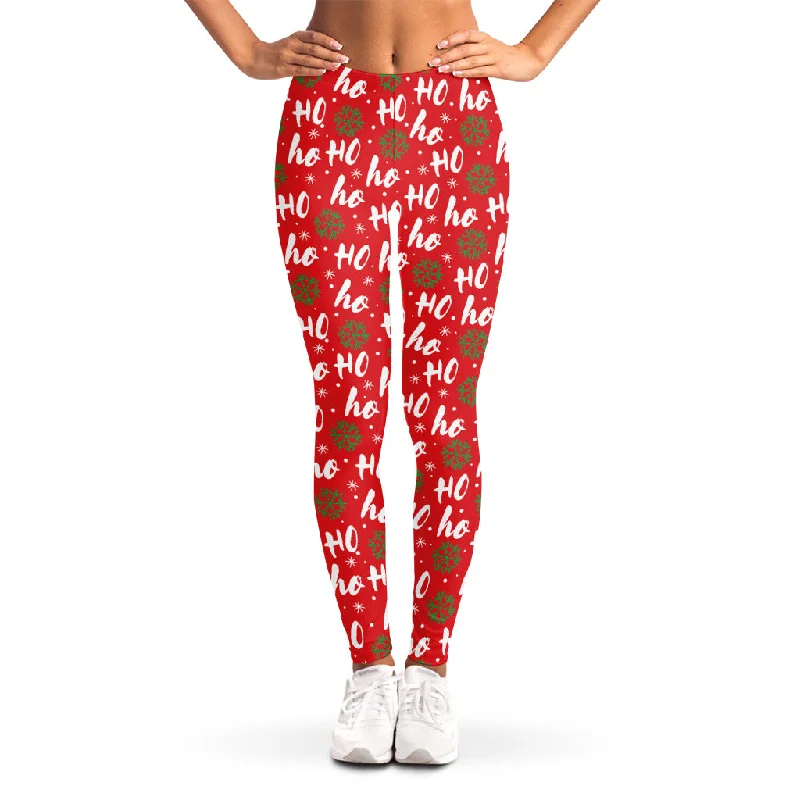 Super Sale Christmas Hohoho Santa Claus Laugh Print Women's Leggings