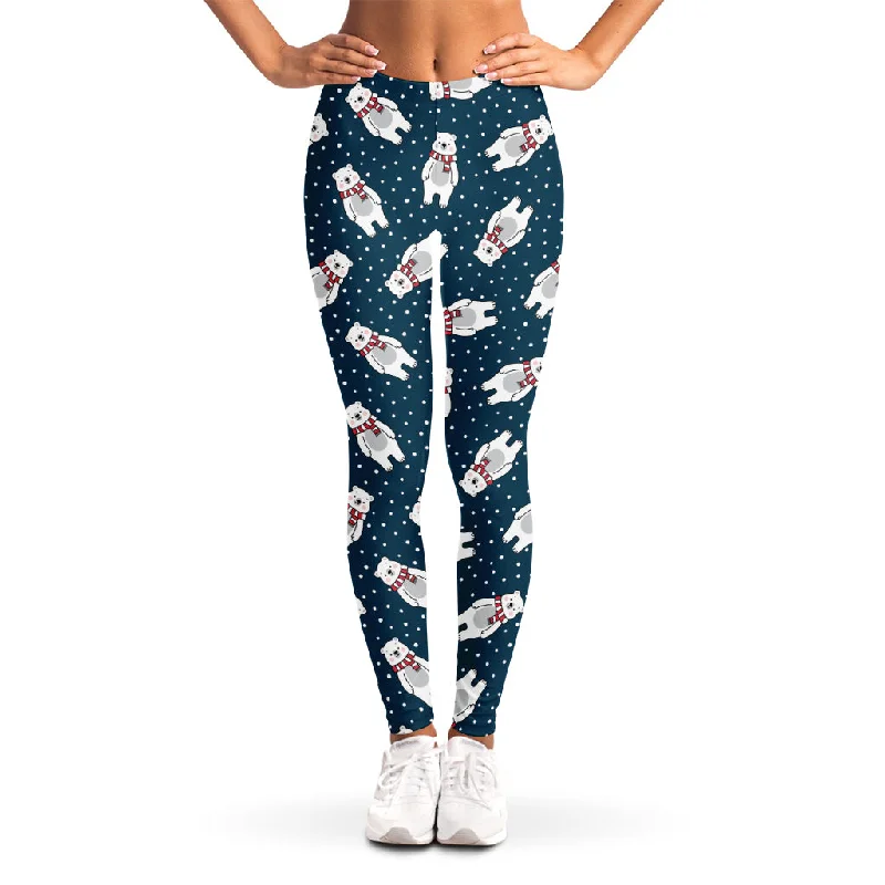 Instant Savings Christmas Polar Bear Pattern Print Women's Leggings