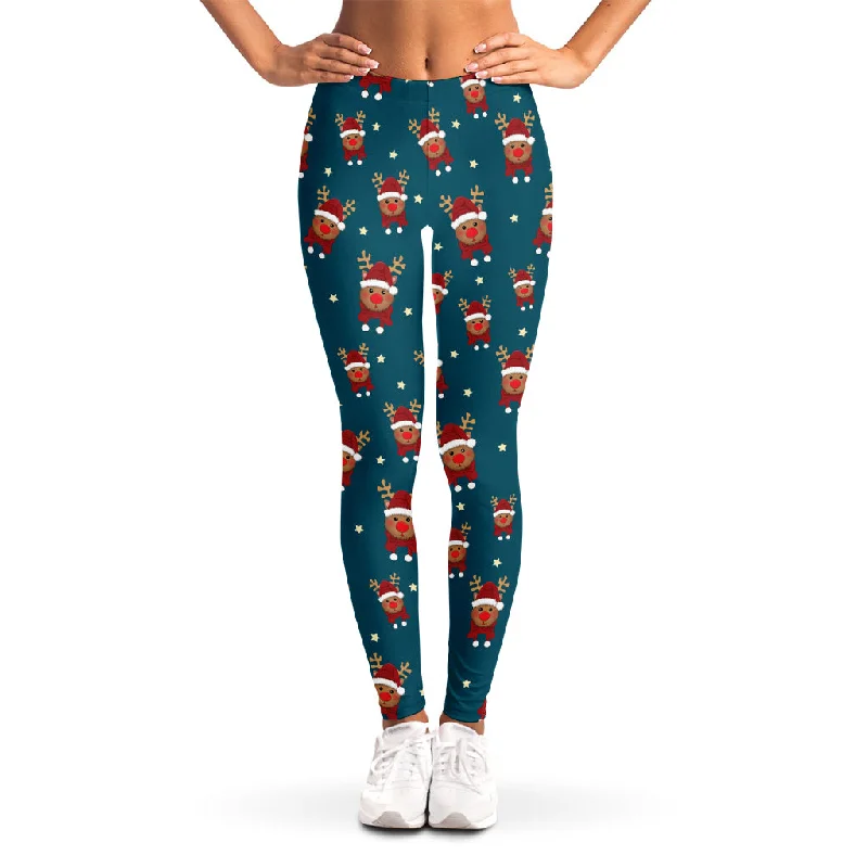 Last Chance Christmas Santa Reindeer Pattern Print Women's Leggings