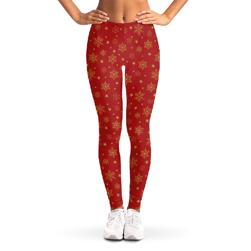Mega Sale Christmas Snowflakes And Stars Print Women's Leggings