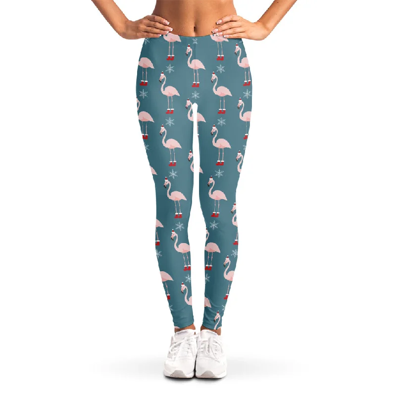 Flash Sale Christmas Snowy Flamingo Pattern Print Women's Leggings
