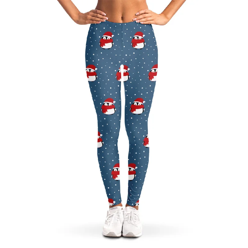 Limited Time Offer Christmas Snowy Penguin Pattern Print Women's Leggings