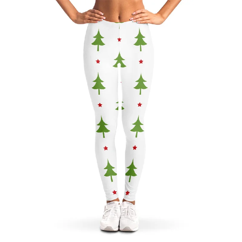 Best Seller Christmas Tree And Star Pattern Print Women's Leggings