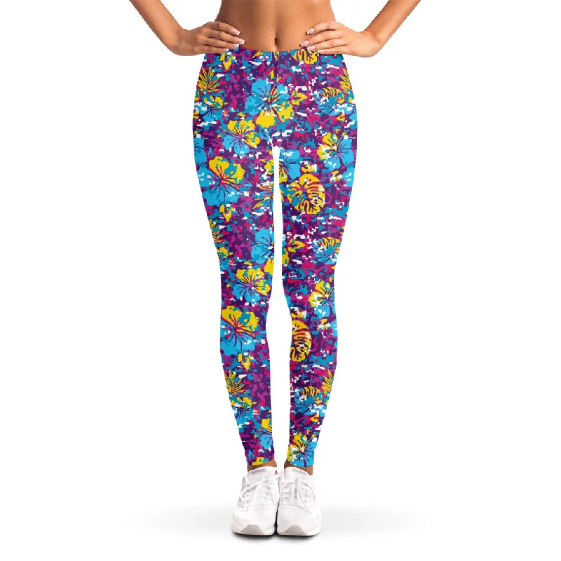 One-DAY Sale Colorful Aloha Camouflage Flower Print Women's Leggings