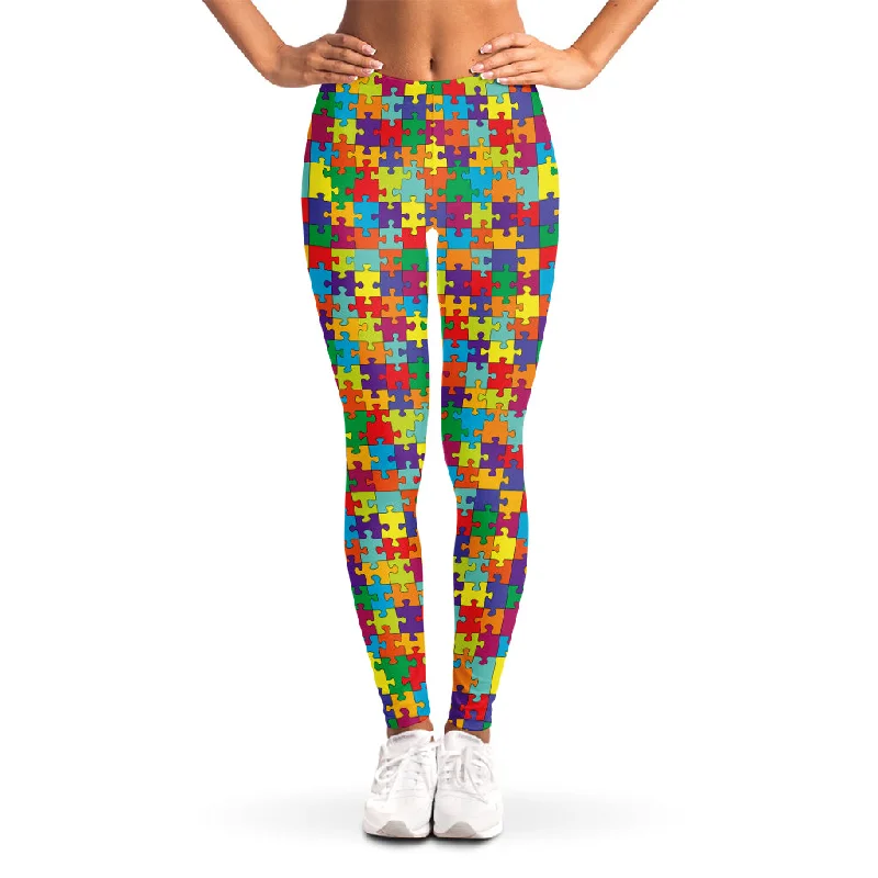 Limited Time Colorful Autism Awareness Puzzle Print Women's Leggings