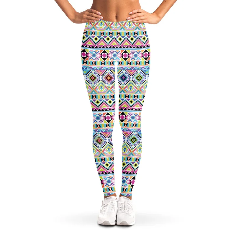 Incredible Offers Colorful Aztec Geometric Pattern Print Women's Leggings