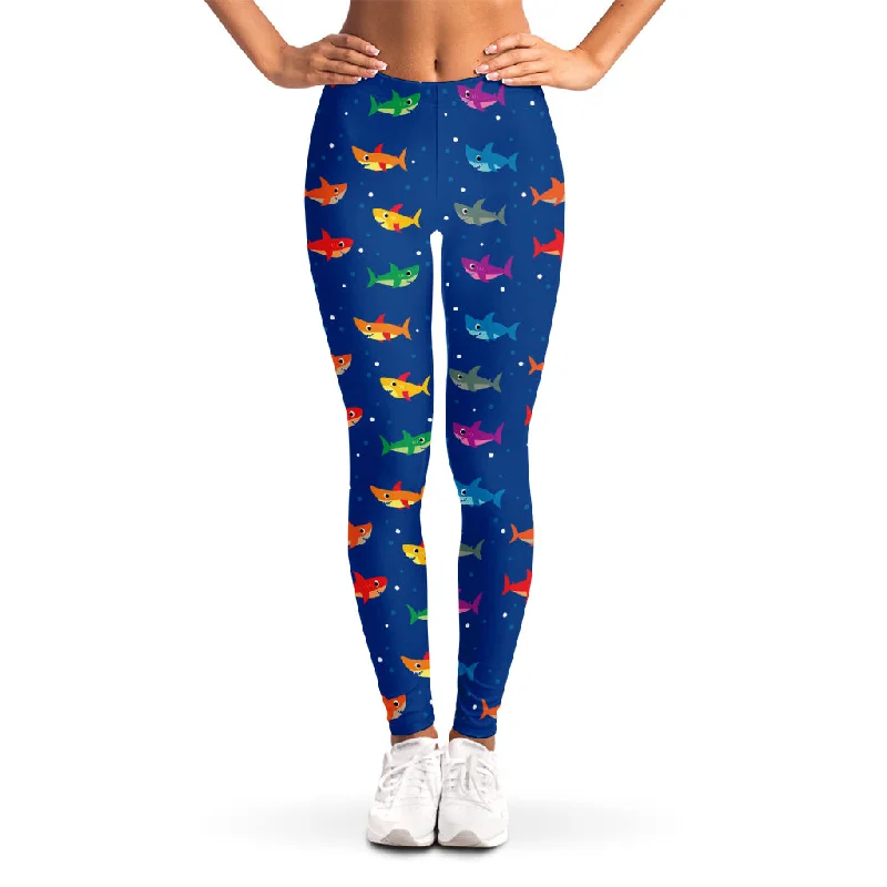 YEAR-End Clearance Colorful Baby Sharks Pattern Print Women's Leggings