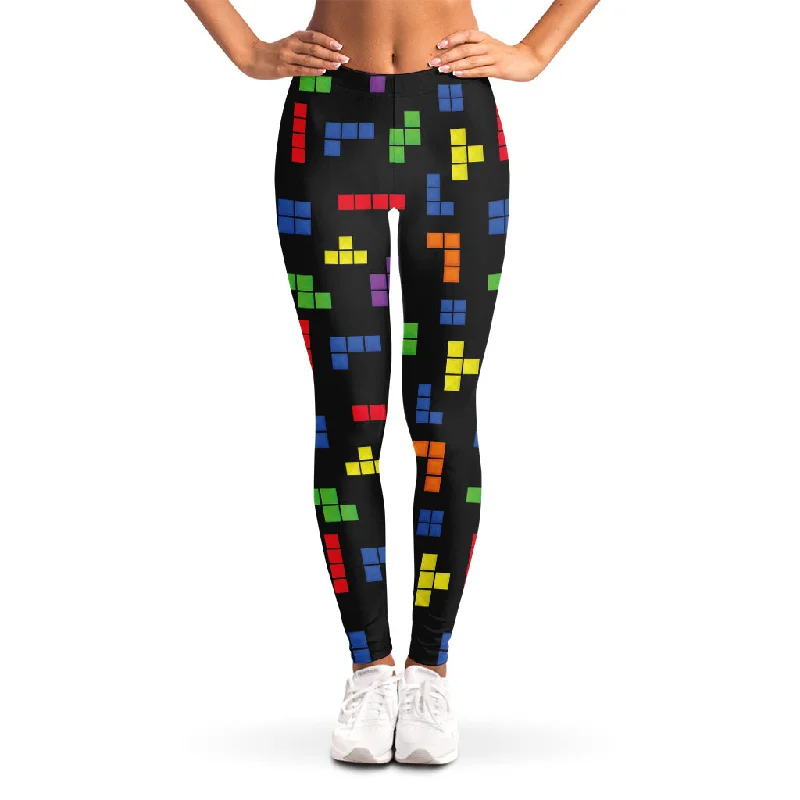 Don't Miss Colorful Block Puzzle Game Pattern Print Women's Leggings