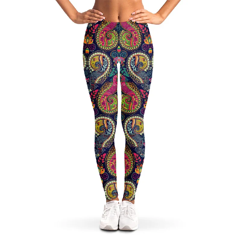 Can't Be Beat Colorful Boho Paisley Pattern Print Women's Leggings
