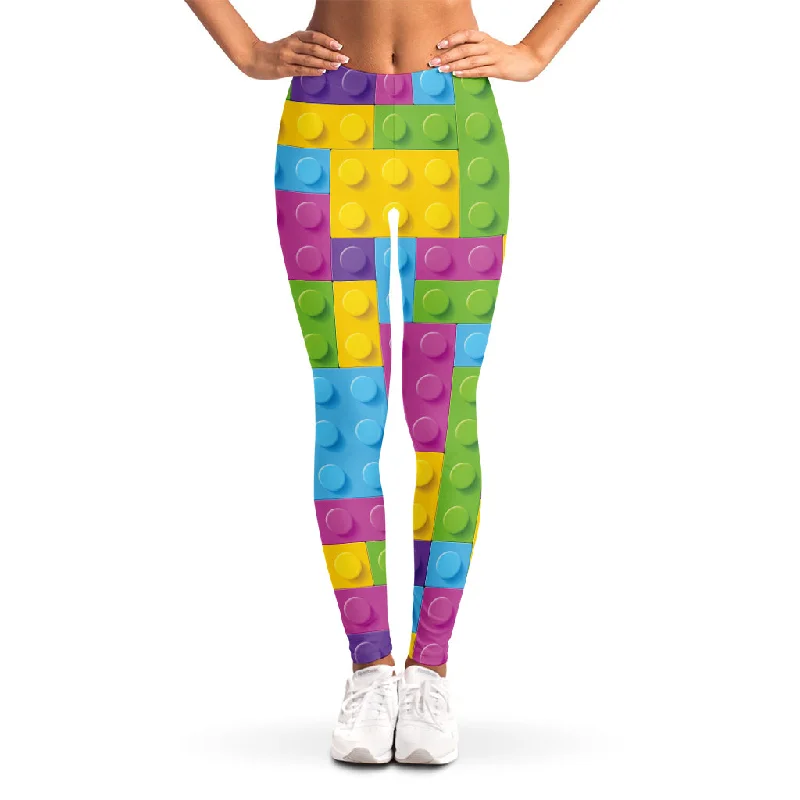 Super Sale Colorful Building Blocks Pattern Print Women's Leggings