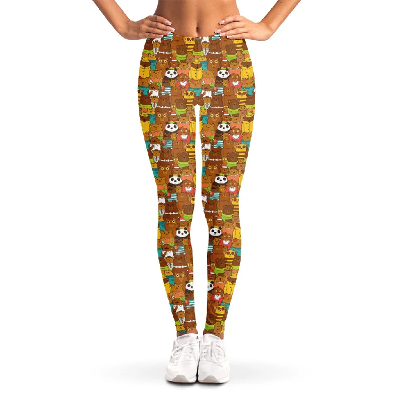 The Best Prices Colorful Cartoon Baby Bear Pattern Print Women's Leggings