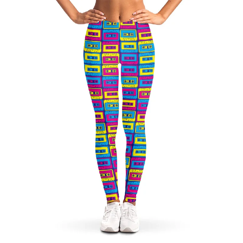 Super Bargain Colorful Cassette Tape Print Women's Leggings