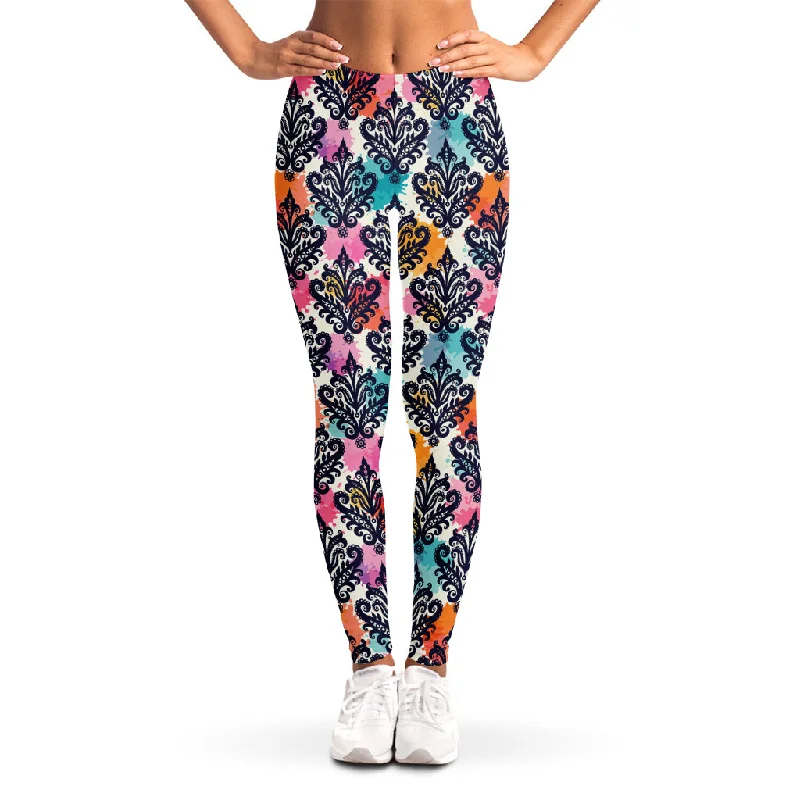 Online Only Colorful Damask Pattern Print Women's Leggings