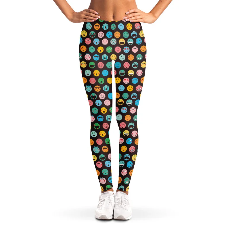 Deep Discounts Colorful Emoji Faces Pattern Print Women's Leggings