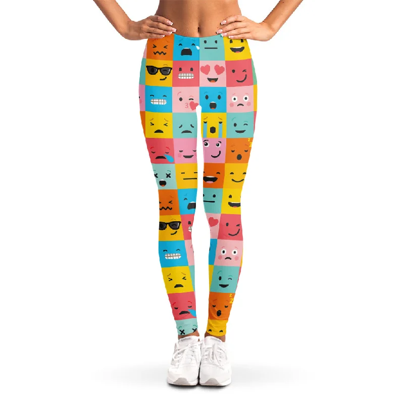 Don't Wait Colorful Emoji Pattern Print Women's Leggings