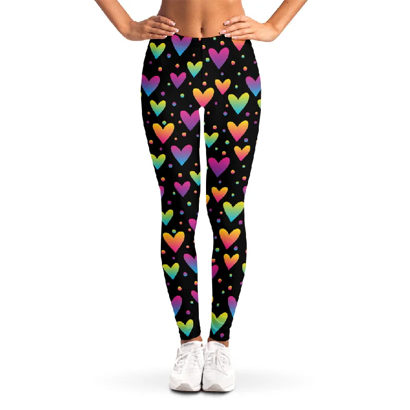 Price Smash Colorful Heart Pattern Print Women's Leggings