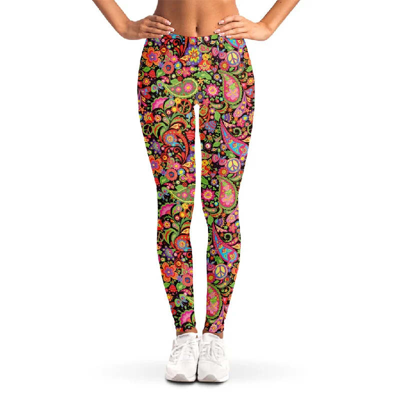 Deal Frenzy Colorful Hippie Peace Signs Print Women's Leggings