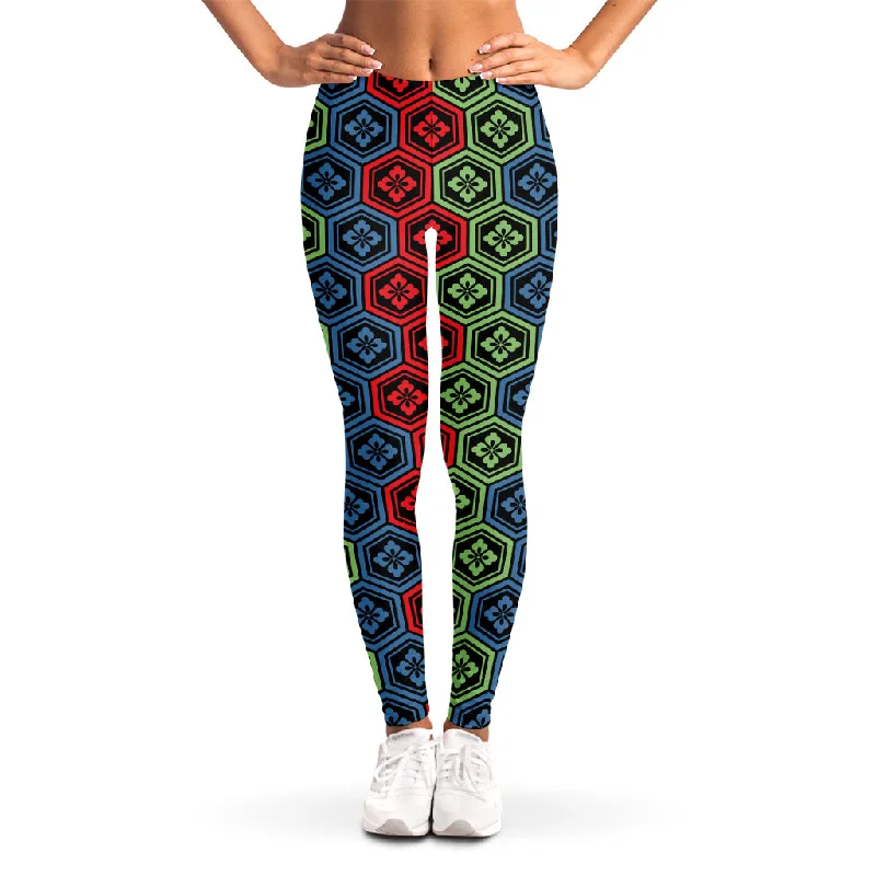 Don’t Miss Out Colorful Japanese Flower Pattern Print Women's Leggings