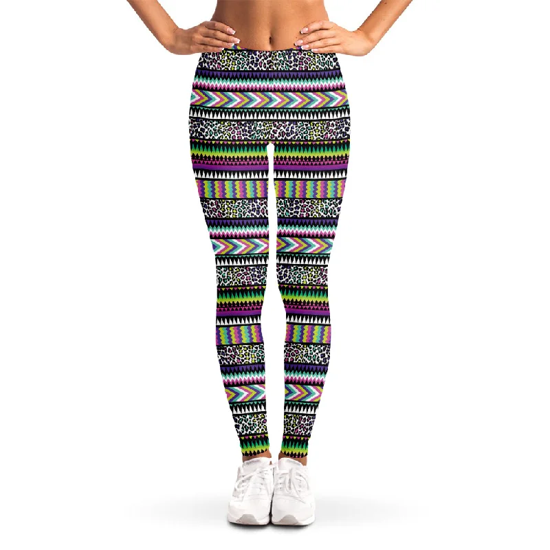 Mega Sale Colorful Leopard Navajo Tribal Print Women's Leggings