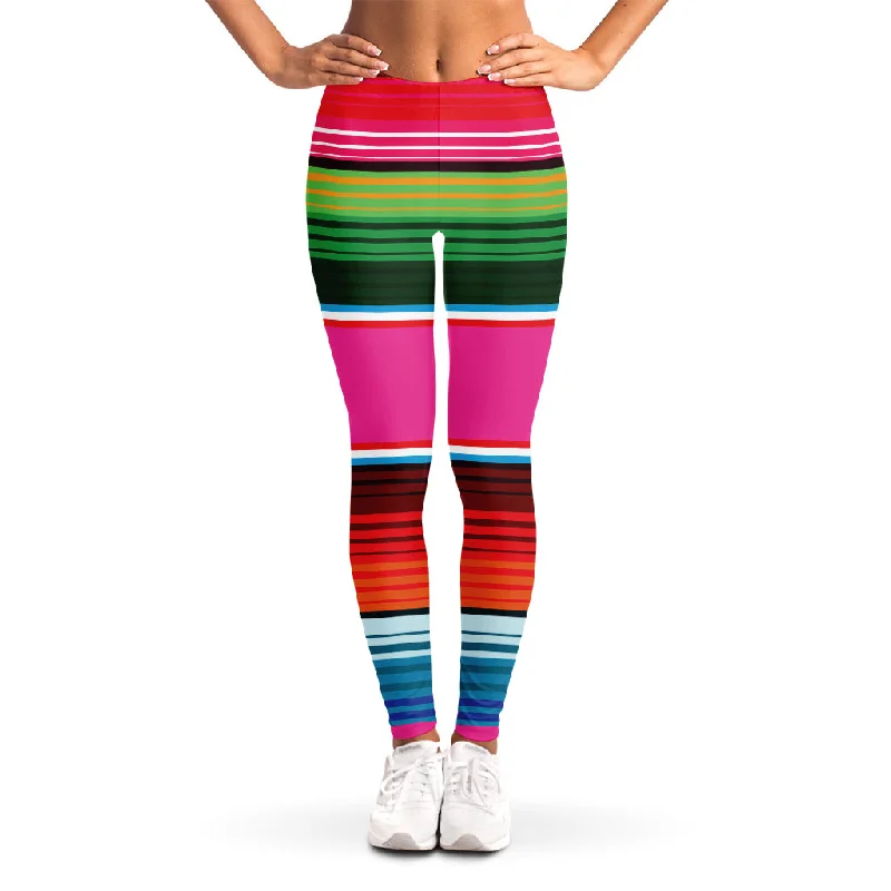 Super Deal Colorful Mexican Blanket Stripe Print Women's Leggings
