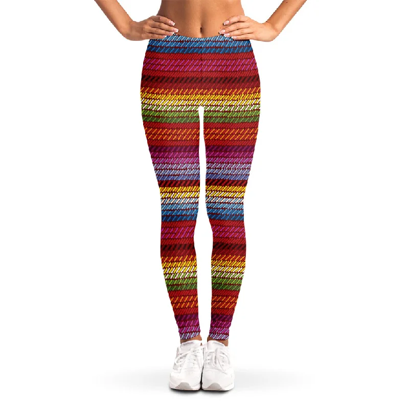 Today’s Deal Colorful Mexican Woven Pattern Print Women's Leggings