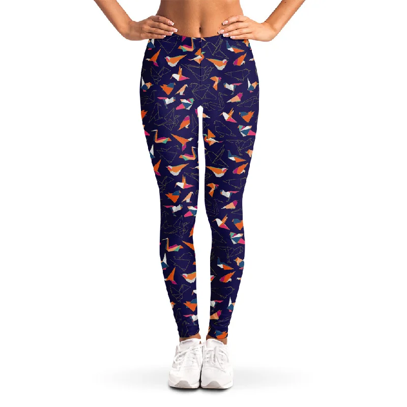 Take Advantage Colorful Origami Bird Pattern Print Women's Leggings