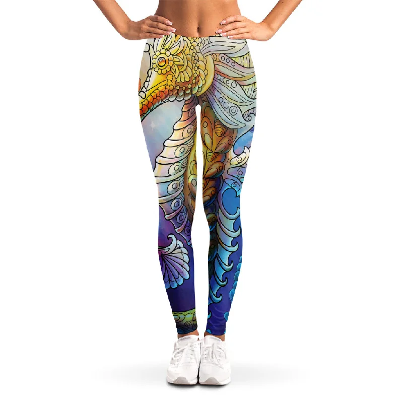 Final Clearance Colorful Seahorse Print Women's Leggings