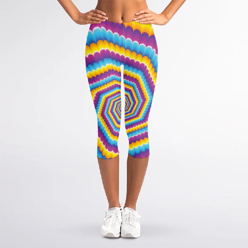 Big Discounts Colorful Spiral Illusion Print Women's Capri Leggings