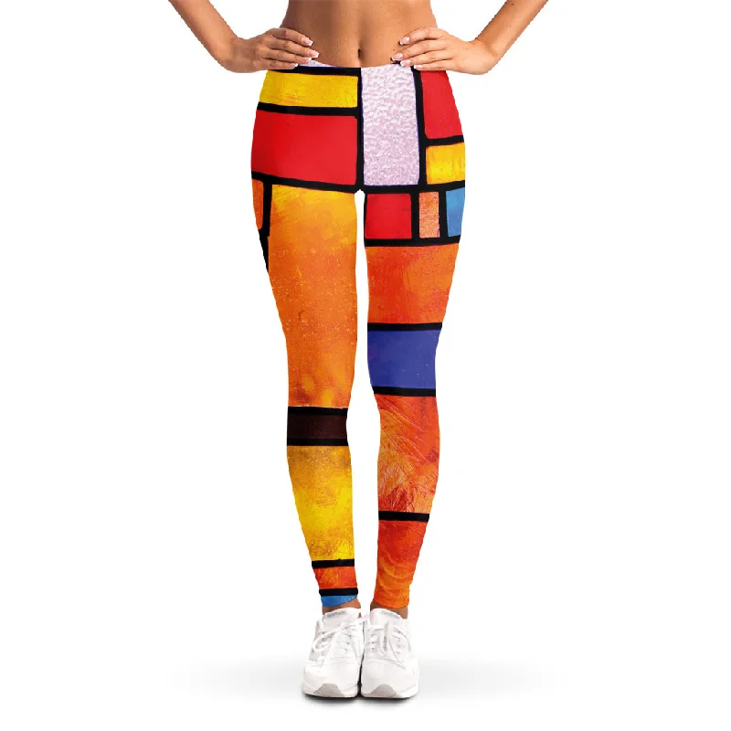 Best Bargains Colorful Stained Glass Mosaic Print Women's Leggings