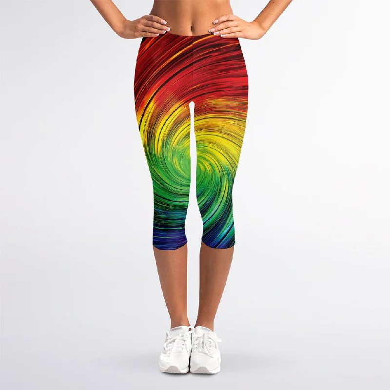 Amazing Deals Colorful Swirl Print Women's Capri Leggings