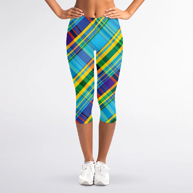 Special Savings Colorful Tartan Pattern Print Women's Capri Leggings