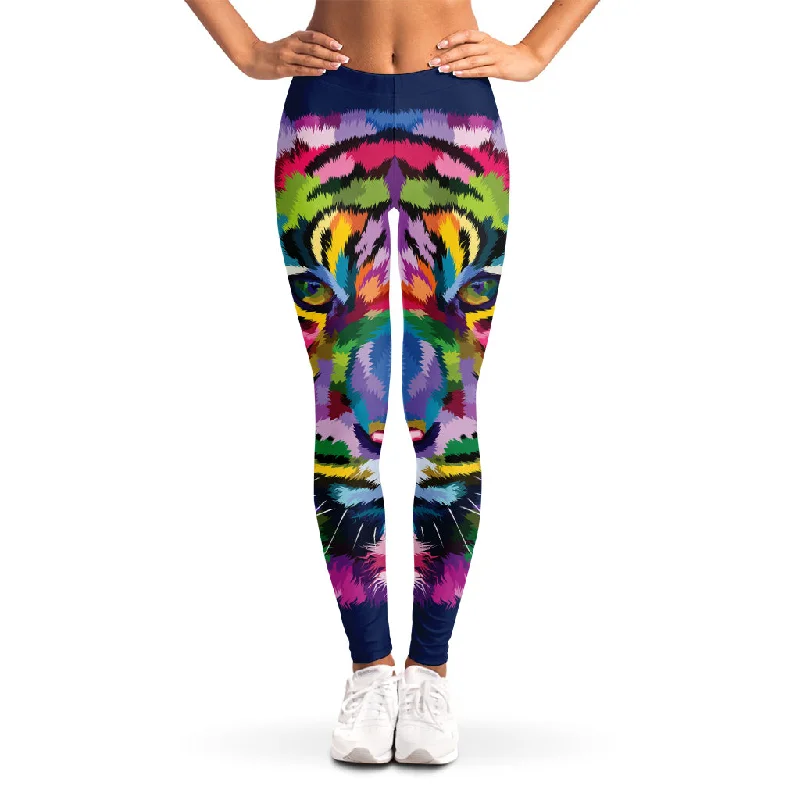 Discount Mania Colorful Tiger Portrait Print Women's Leggings