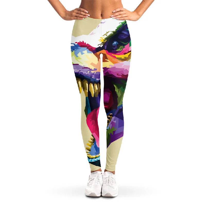 YEAR-End Sale Colorful Tyrannosaurus Rex Print Women's Leggings