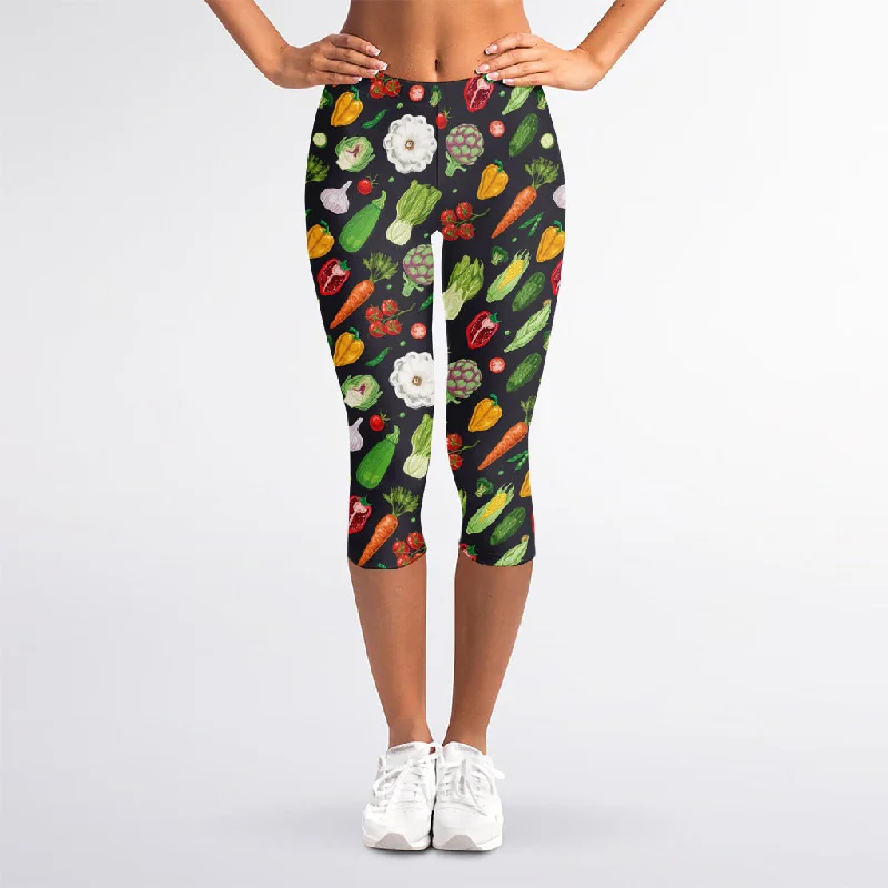 Overstock Colorful Vegetable Pattern Print Women's Capri Leggings