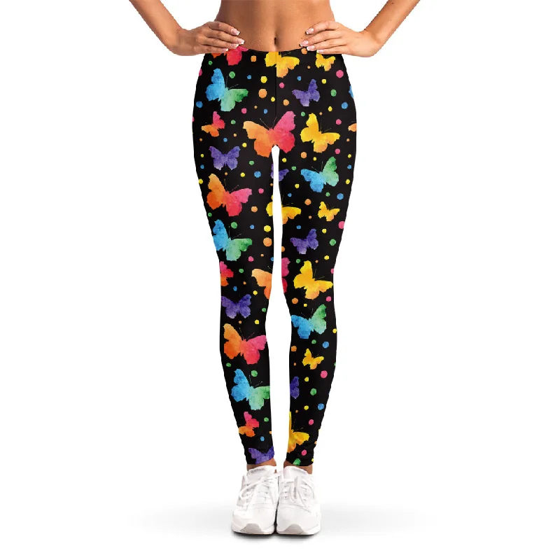 Today’s Deal Colorful Watercolor Butterfly Print Women's Leggings