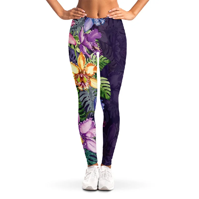 The Best Prices Colorful Watercolor Cattleya Print Women's Leggings
