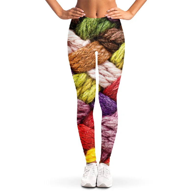 Quick Sale Colorful Wool Yarns Print Women's Leggings