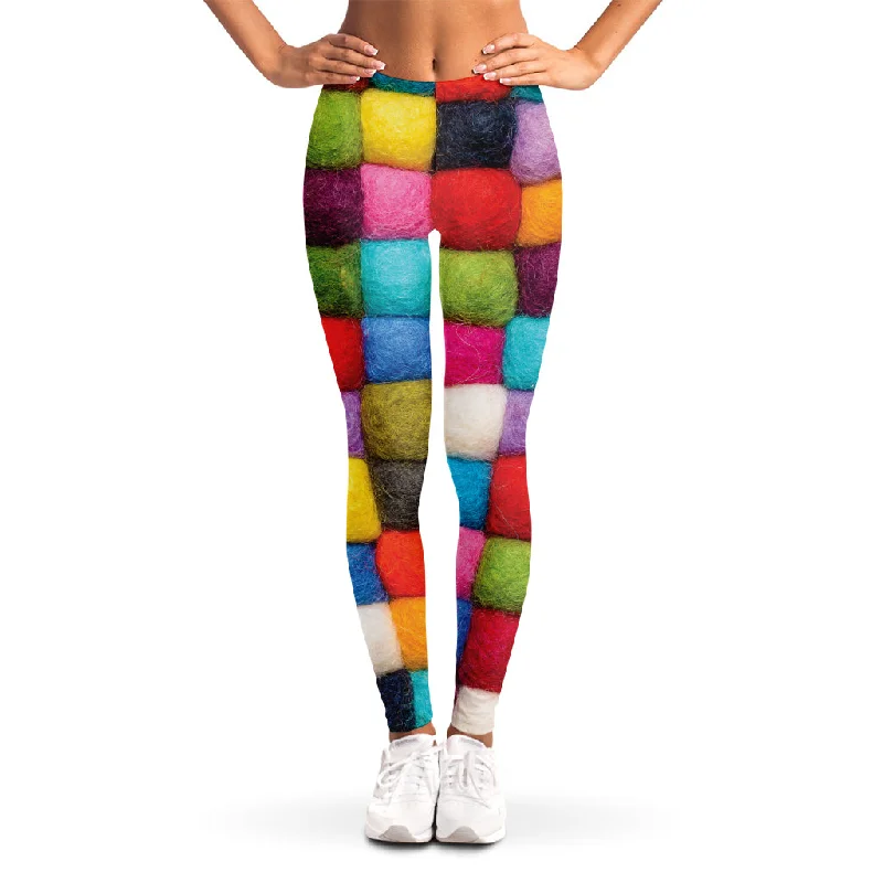 Price Reduction Colorful Yarn Balls Print Women's Leggings